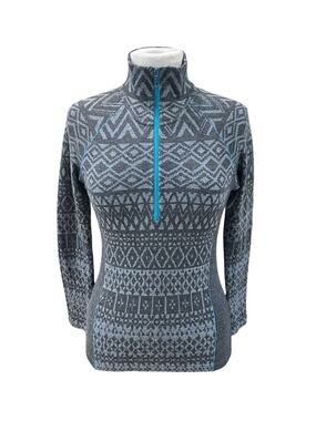Kuhl Sweater Women’s Size Small Merino Wool Blend -1/4 Zip Mock Neck Geometric